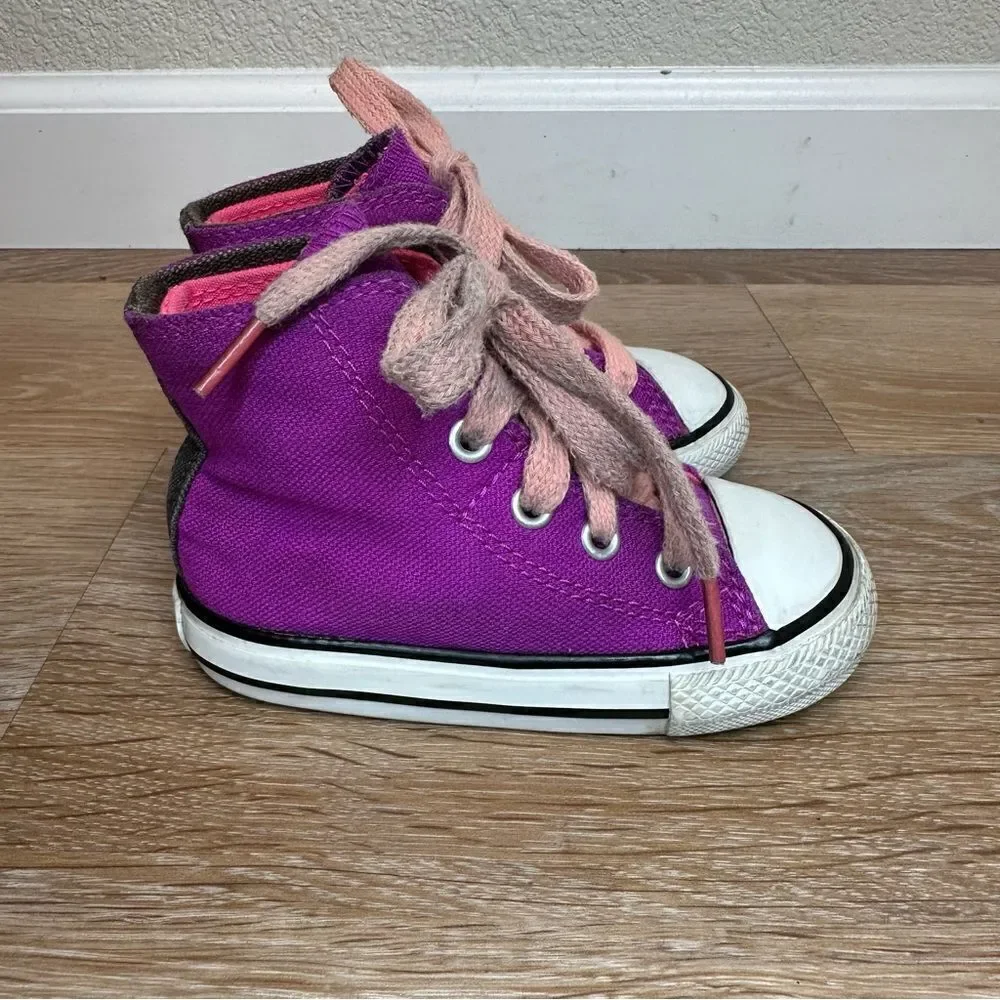 Converse High Top Purple Pink Girls Sneakers